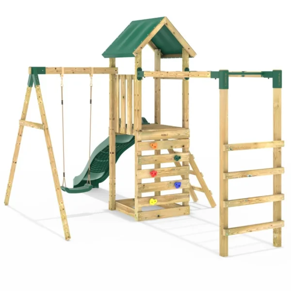 Rebo Adventure Wooden Climbing Frame with Monkey Bar, Swings & Slide - Arvon - Image 3