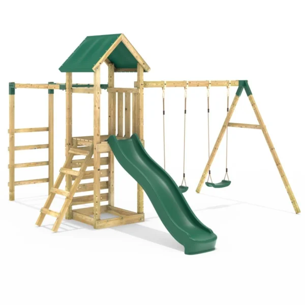 Rebo Adventure Wooden Climbing Frame with Monkey Bar, Swings & Slide - El Capitan - Image 7