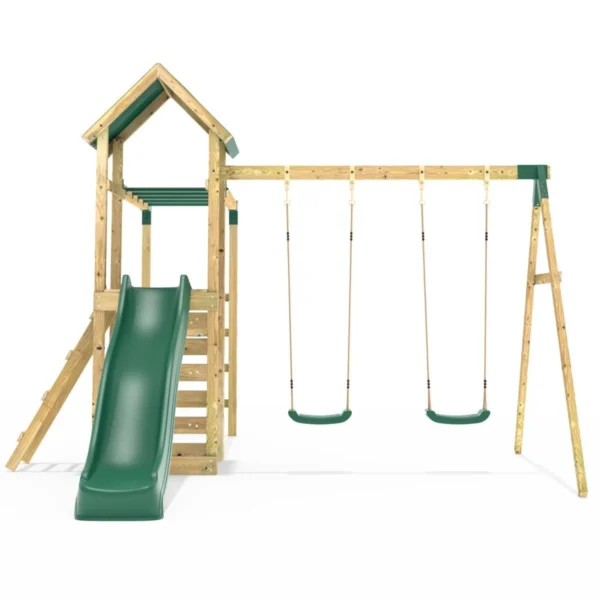 Rebo Adventure Wooden Climbing Frame with Monkey Bar, Swings & Slide - El Capitan - Image 5