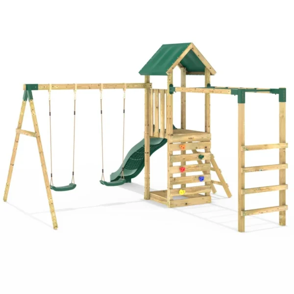 Rebo Adventure Wooden Climbing Frame with Monkey Bar, Swings & Slide - El Capitan - Image 6