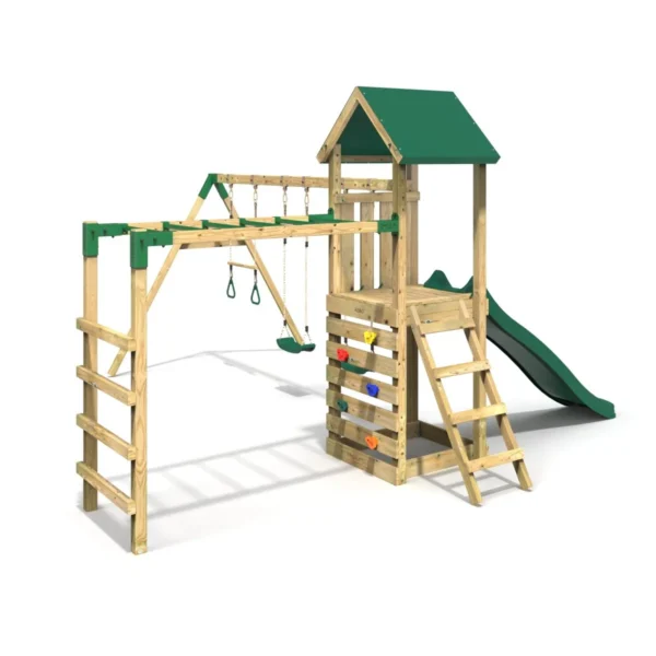 Rebo Adventure Wooden Climbing Frame with Monkey Bar, Swings & Slide - Pelion - Image 6