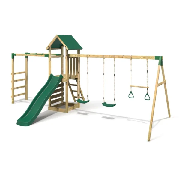 Rebo Adventure Wooden Climbing Frame with Monkey Bar, Swings & Slide - Pelion - Image 4