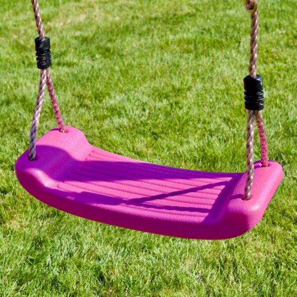 Rebo Apollo Wooden Swing Set with Platform and Slide - Pink - Image 3