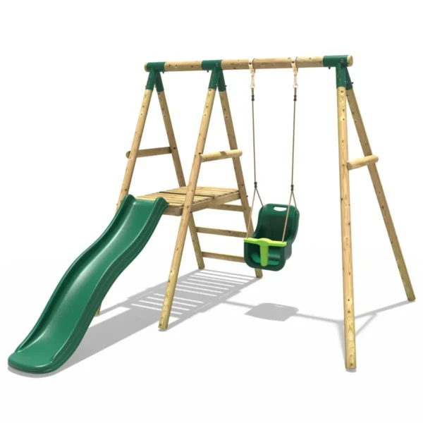 Rebo Cassini Wooden Swing Set with Platform and Slide