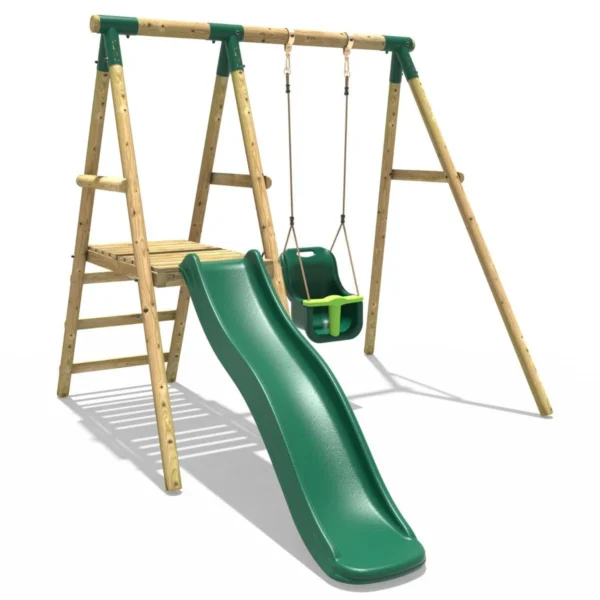 Rebo Cassini Wooden Swing Set with Platform and Slide - Image 4