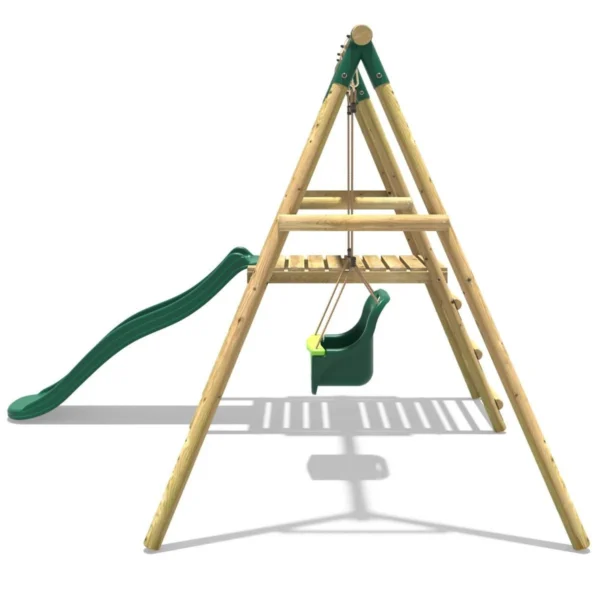 Rebo Cassini Wooden Swing Set with Platform and Slide - Image 2