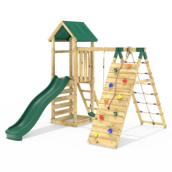 Rebo Challenge Wooden Climbing Frame with Swings, Slide and Up & over Climbing wall - Bear - Image 7