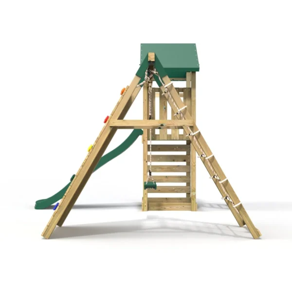 Rebo Challenge Wooden Climbing Frame with Swings, Slide and Up & over Climbing wall - Bear - Image 3