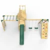 Rebo Double Tower Climbing Frame with Flexible Bridge, Swing & Slide - Dolomite - Image 3