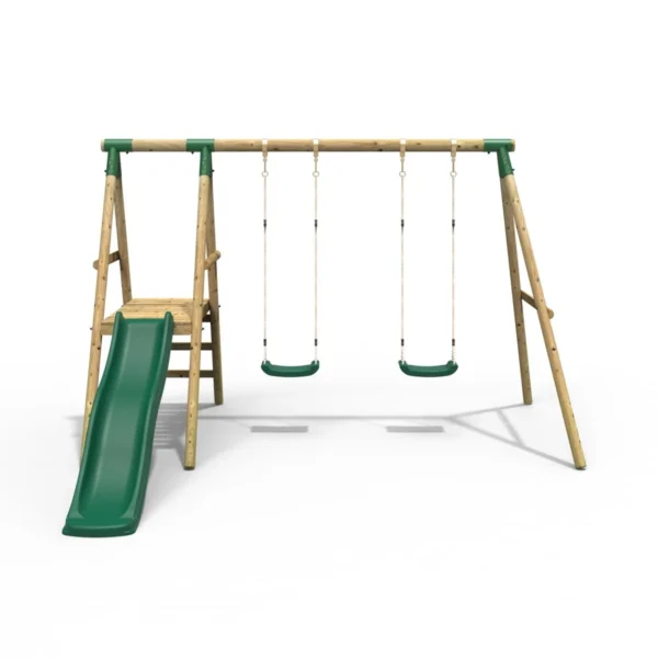 Rebo Gemini Wooden Swing Set with Platform and Slide - Image 5