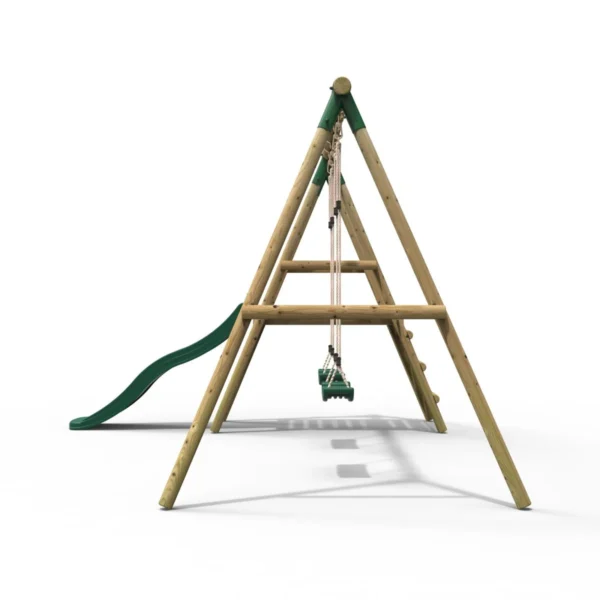 Rebo Gemini Wooden Swing Set with Platform and Slide - Image 4