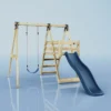 Rebo Glide Wooden Single Swing Sets with 6ft Slide and Swing Seat – Orchid - Image 3