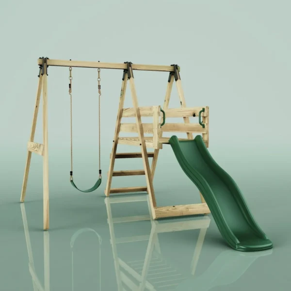 Rebo Glide Wooden Single Swing Sets with 6ft Slide and Swing Seat – Orchid - Image 4