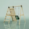 Rebo Glide Wooden Single Swing Sets with Climbing Wall and Swing Seat – Lavender - Image 5