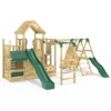 Rebo Modular Wooden Climbing Frame Playset - M27 Single Swing, Monkey Bars & Den