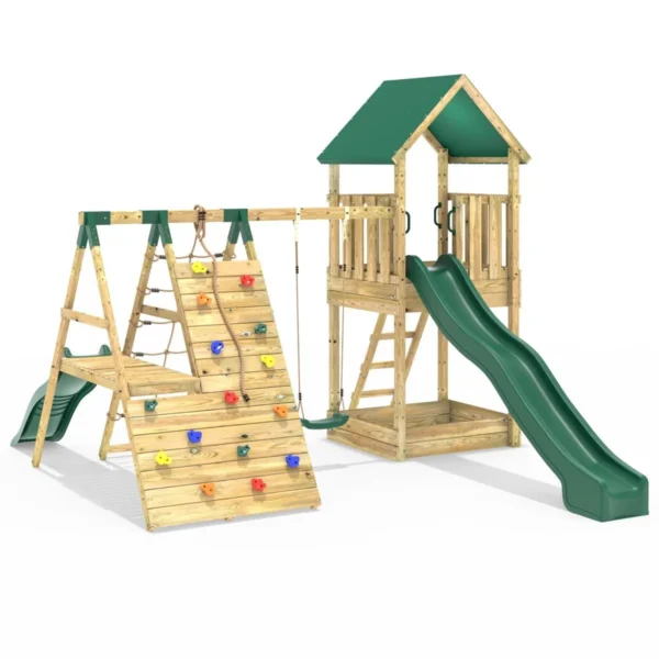 Rebo Modular Wooden Climbing Frame Playset - Swing, Climb & Slide Wychwood - Image 4