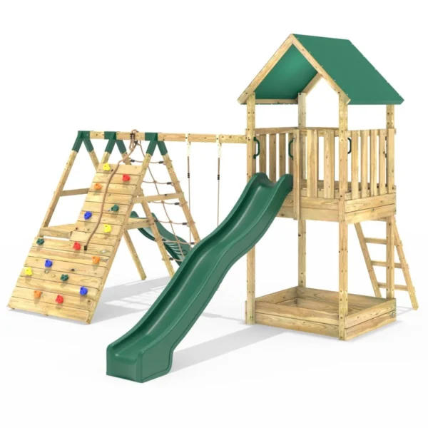 Rebo Modular Wooden Climbing Frame Playset - Swing, Climb & Slide Wychwood