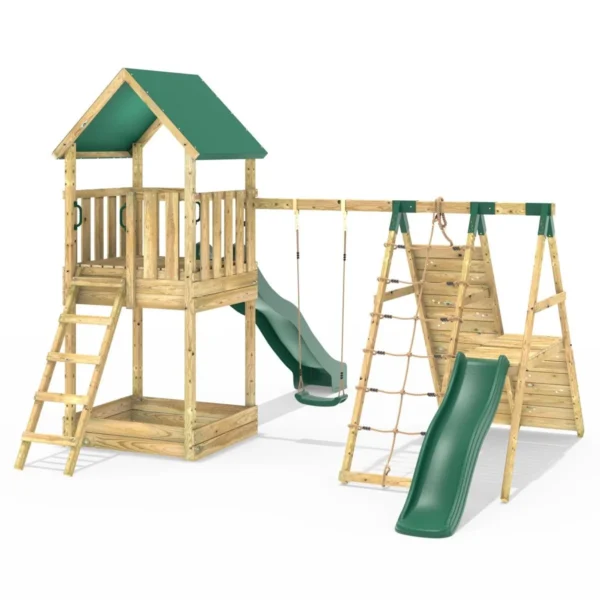 Rebo Modular Wooden Climbing Frame Playset - Swing, Climb & Slide Wychwood - Image 3