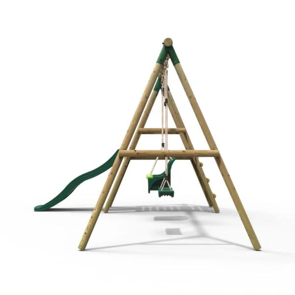 Rebo Odyssey Wooden Swing & Slide Set with Platform and Slide - Image 3