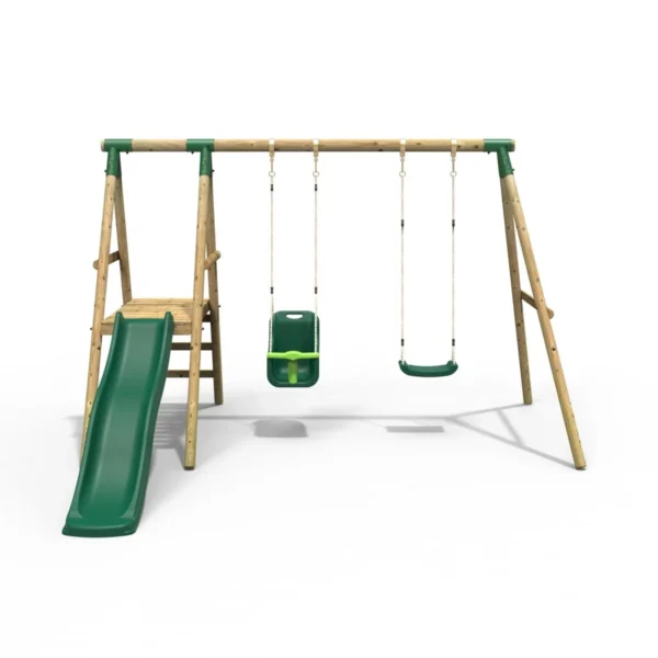 Rebo Odyssey Wooden Swing & Slide Set with Platform and Slide - Image 4