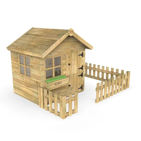 Rebo Orchard 4FT x 4FT Children’s Wooden Garden Playhouse - Dove - Image 3