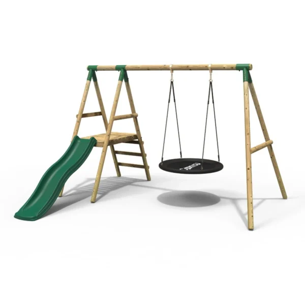 Rebo Rosetta Wooden Swing Set with Platform and Slide - Image 7