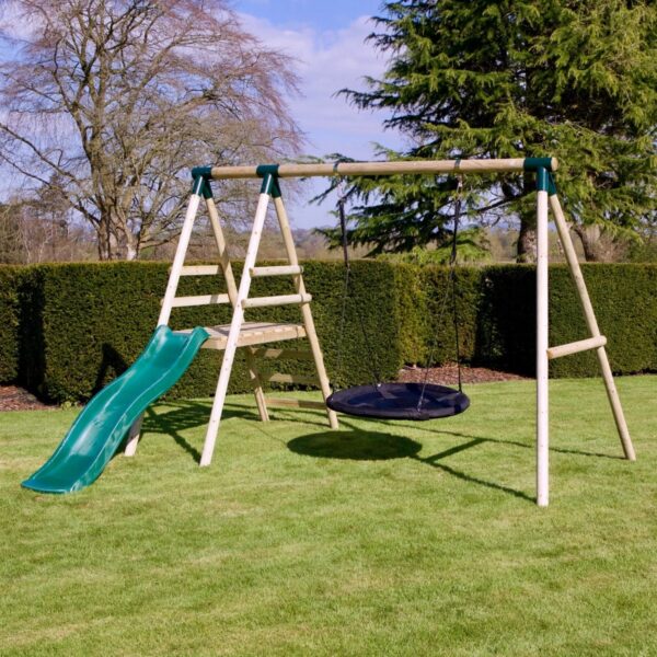 Rebo Rosetta Wooden Swing Set with Platform and Slide - Image 3