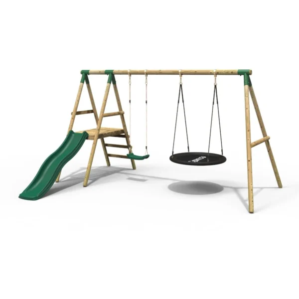 Rebo Ulysses Wooden Swing Set with Platform and Slide - Image 6