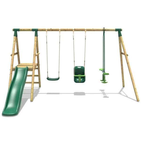 Rebo Voyager Wooden Swing Set with Platform and Slide - Image 6