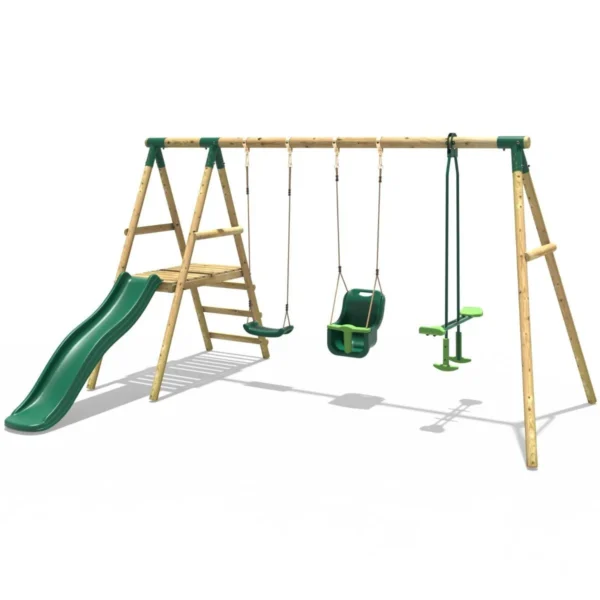 Rebo Voyager Wooden Swing Set with Platform and Slide - Image 7