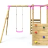 Rebo Wooden Garden Swing Set with Extra-Long Monkey Bars - Solar Pink - Image 6