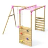 Rebo Wooden Garden Swing Set with Extra-Long Monkey Bars - Solar Pink - Image 7