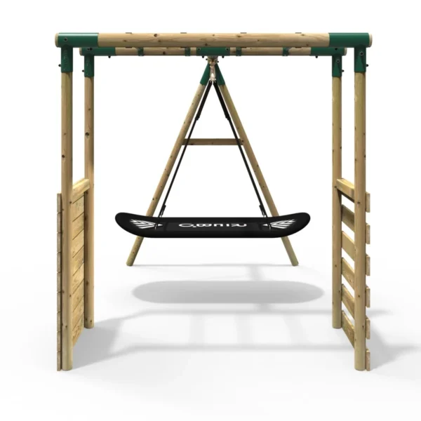 Rebo Wooden Garden Swing Set with Monkey Bars - Boat Green - Image 5