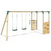 Rebo Wooden Garden Swing Set with Monkey Bars - Solar Green