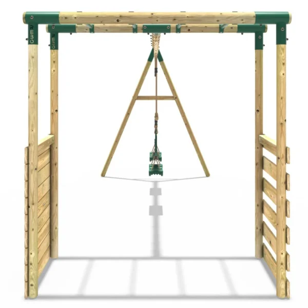 Rebo Wooden Garden Swing Set with Monkey Bars - Comet Green - Image 3