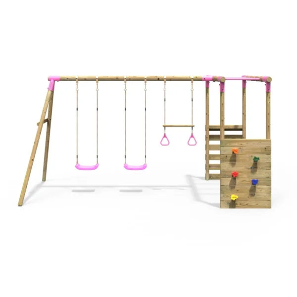 Rebo Wooden Garden Swing Set with Monkey Bars - Solar Green - Image 6