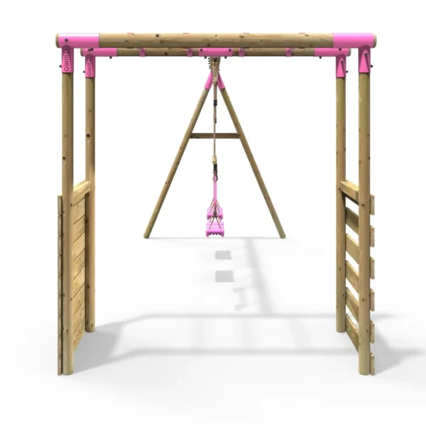 Rebo Wooden Garden Swing Set with Monkey Bars - Solar Green - Image 5