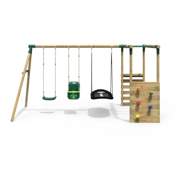 Rebo Wooden Garden Swing Set with Monkey Bars - Halley Green