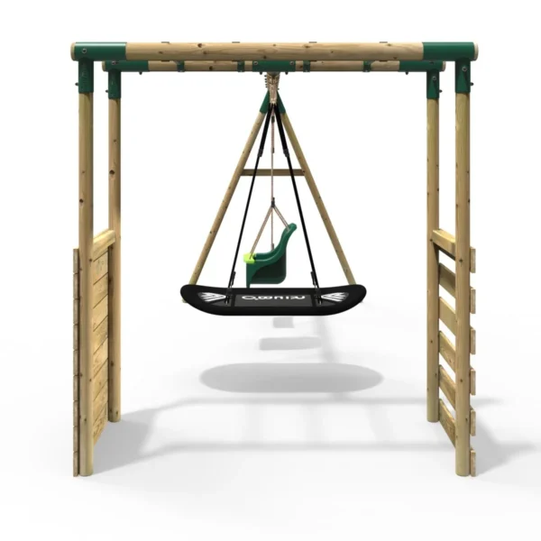 Rebo Wooden Garden Swing Set with Monkey Bars - Halley Green - Image 5