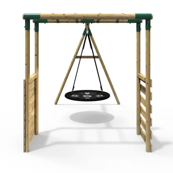 Rebo Wooden Garden Swing Set with Monkey Bars - Mercury Green - Image 5