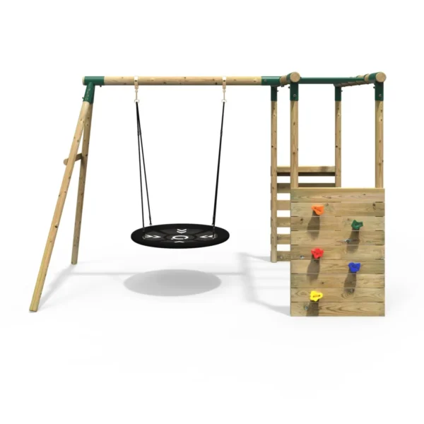 Rebo Wooden Garden Swing Set with Monkey Bars - Mercury Green - Image 6