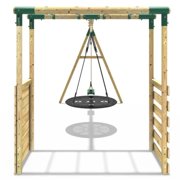 Rebo Wooden Garden Swing Set with Monkey Bars - Meteorite Green - Image 5