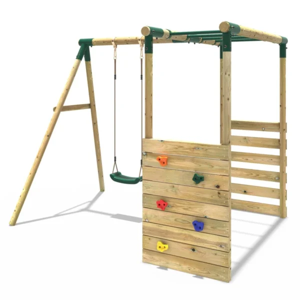 Rebo Wooden Garden Swing Set with Monkey Bars - Solar Green - Image 7