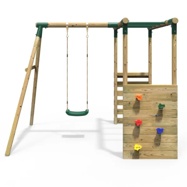 Rebo Wooden Garden Swing Set with Monkey Bars - Solar Green - Image 6