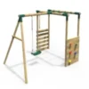 Rebo Wooden Garden Swing Set with Monkey Bars - Solar Green