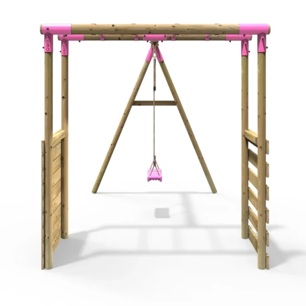 Rebo Wooden Garden Swing Set with Monkey Bars - Solar Pink - Image 5