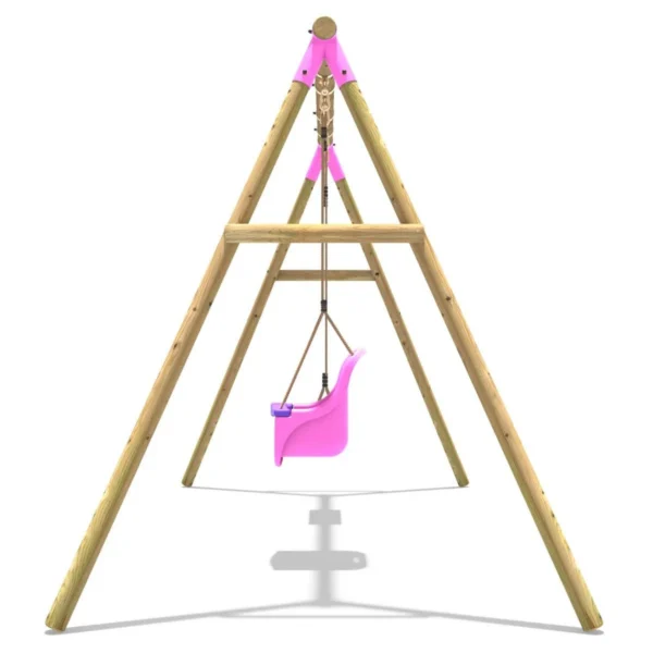 Rebo Wooden Garden Double Swing Sets - Luna Pink - Image 3