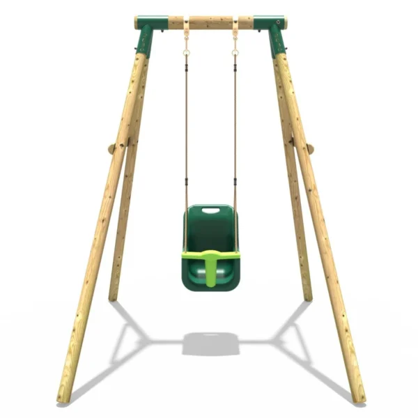 Rebo Wooden Single Garden Swing Set - Baby Seat - Pluto - Image 4