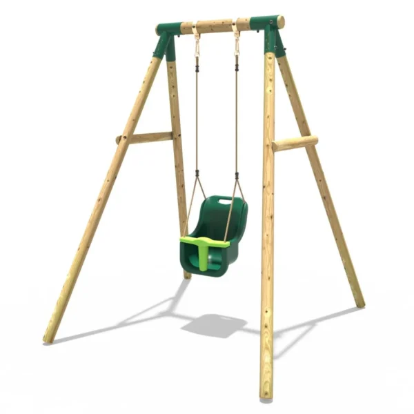 Rebo Wooden Single Garden Swing Set - Baby Seat - Pluto - Image 5