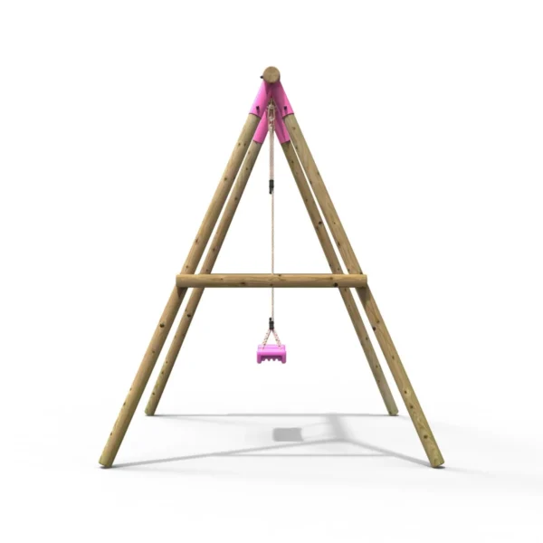 Rebo Wooden Single Garden Swing Set - Solar Pink